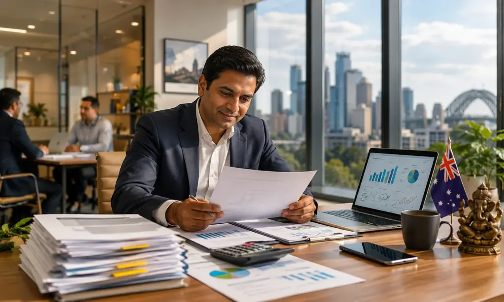 Business owner reviewing finances to simplify repayments through business loan debt consolidation for improved cash flow and long-term financial stability.